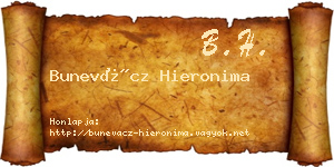 Bunevácz Hieronima névjegykártya